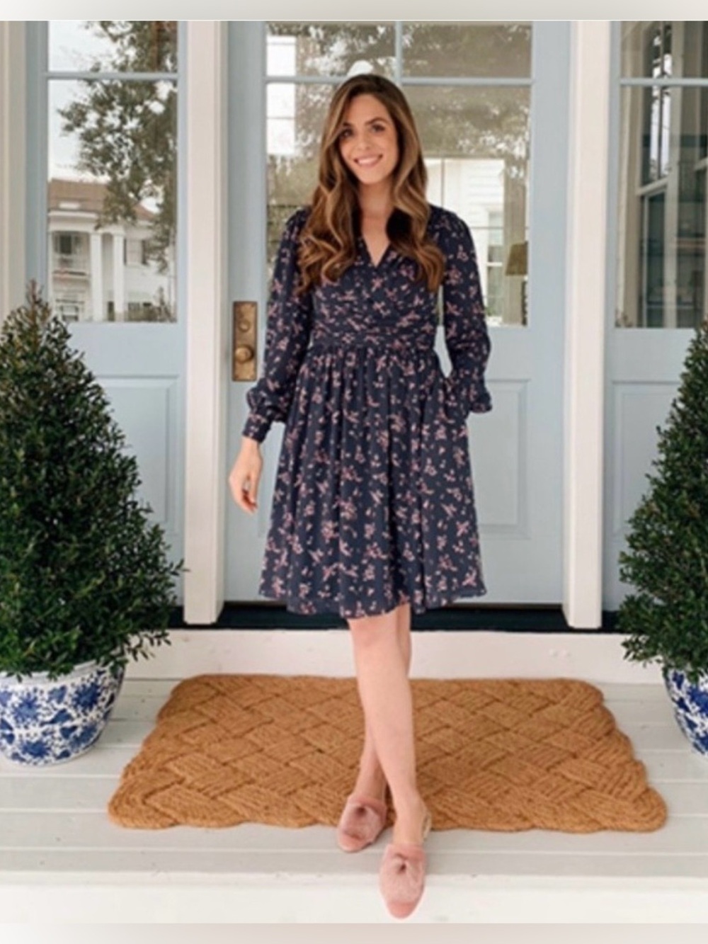 Gal Meets Glam Navy Floral Kelsey Dress-EUC-Size 6
